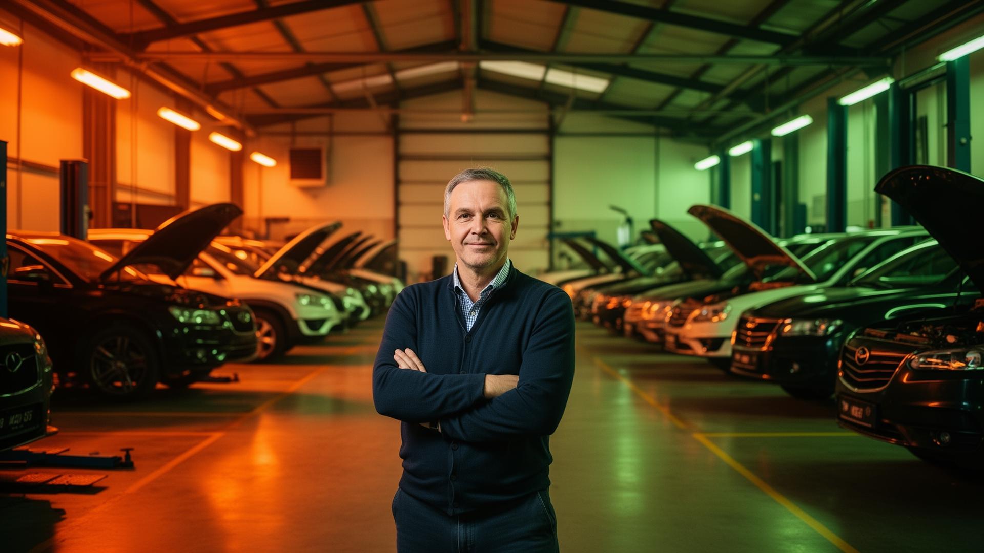 Independent bodyshop owner in workshop